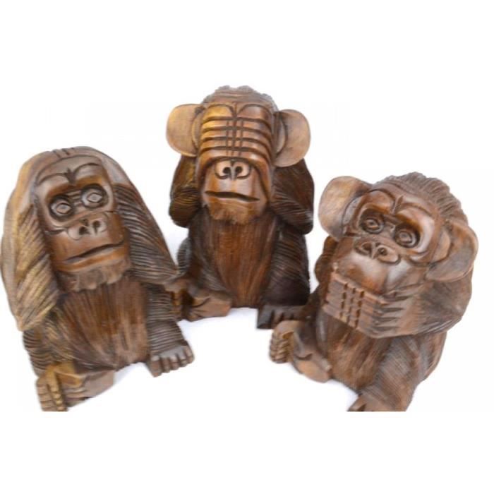 Les 3 singes de la sagesse XL. Statues en bois massif H20cm Achat / Vente objet décoratif Les 3 singes de la sagesse XL. Statues en bois massif H20cm Achat / Vente objet décoratif