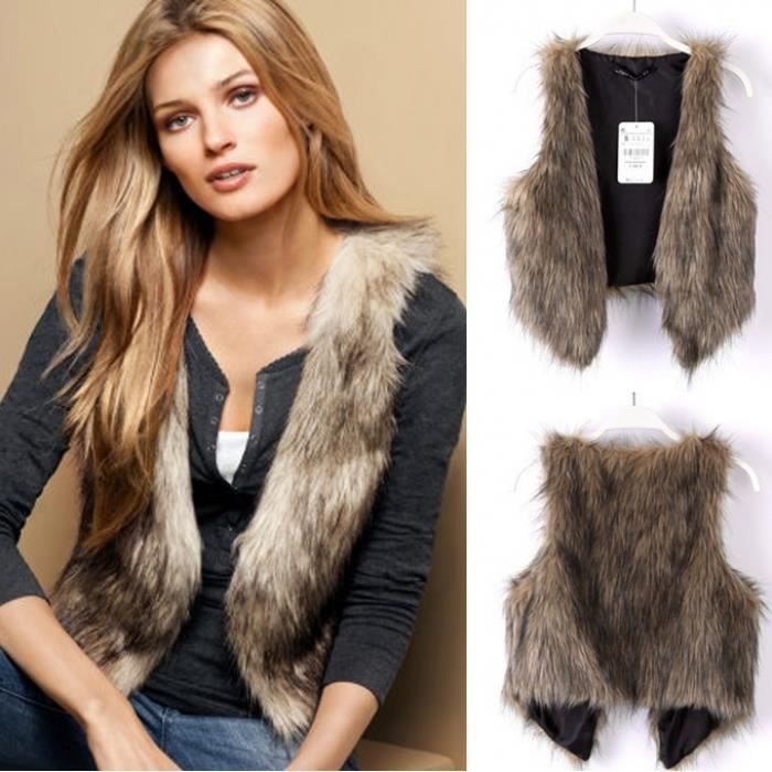 Gilet fausse fourrure femme Achat / Vente Gilet fausse fourrure femme