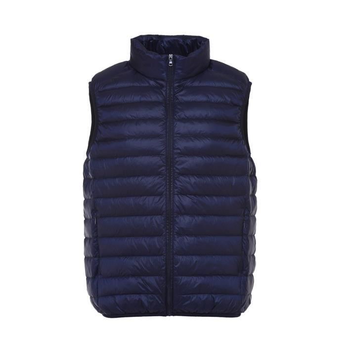 Uni Noir Sans Doudoune bleu Manches Contient Gilet Col Chaud Mince Matelassé orange 2017 Hiver Pour Nouveau Mode Léger Marine gris bleu Type Duvet Montant Homme rouge xqHwHYva