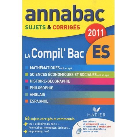 SCOLAIRE   ETUDIANT Annabac Corriges; compilation bac ES (édition 2