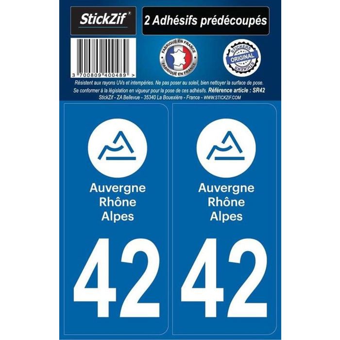 STICKZIF 2 Autocollants Région Département 42 SR42