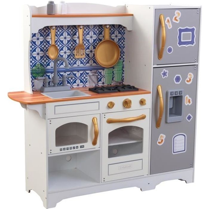 KidKraft - Cuisine en bois Mosaic Magnetic - 53448 - accessoires inclus - portes magnétiques - assemblage EZkraft