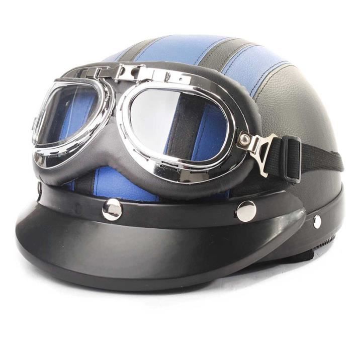 Lunettes Visière Echarpe Ece Demi Casque Cuir Ouvert Visage Moto