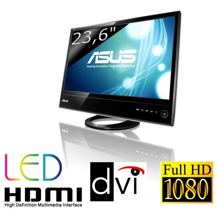 Ecran LED 23,6 Full HD   Résolution max 1920 x 1080 pixels   Temps