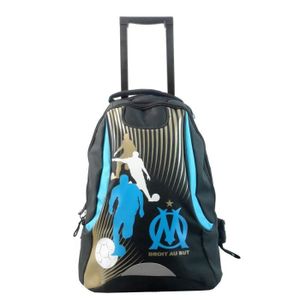 OLYMPIQUE DE MARSEILLE Sac ? Dos Borne Scolaire ? Roulettes - 2 Compartiments - Adolescent - 47cm - Noir - Enfant Garçon
