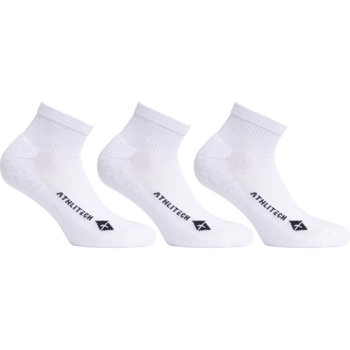 ATHLI-TECH Pack de 3 Chaussettes Courtes Épaisses Adulte
