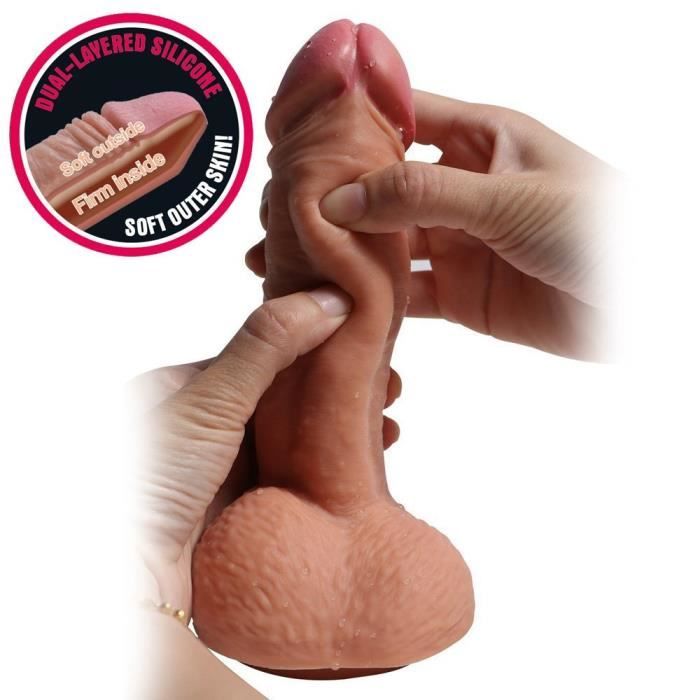 Gode Femme Silicone Pure Deux Couches Godemichet Ventouse R Aliste Godemich Anal Penis Dildo