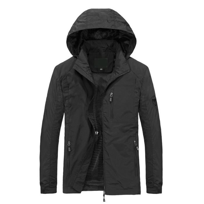 Veste Hommes Outwear Chaude Manteau Parka En Capuche Peluche Col SSqEC