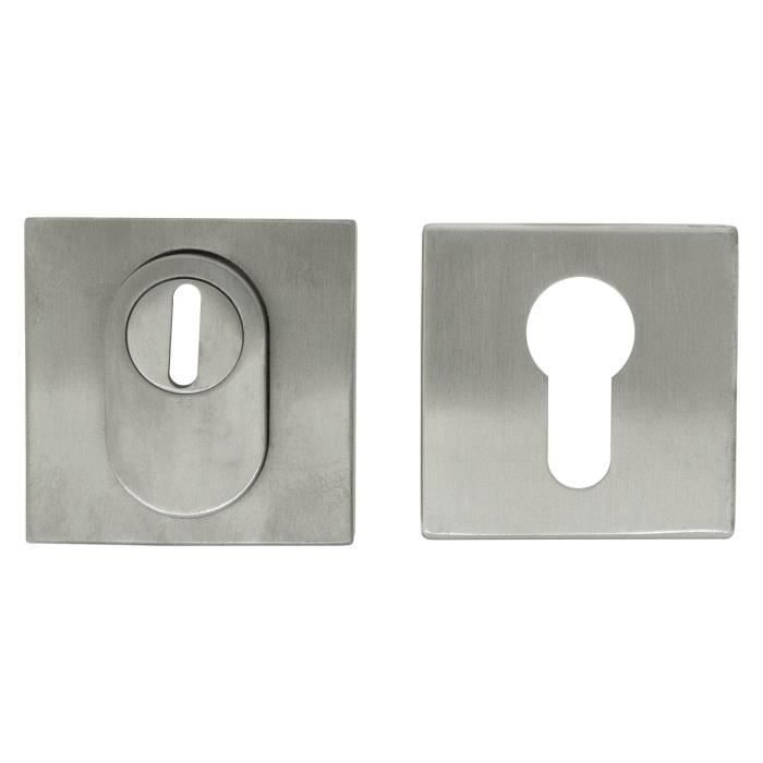 ALPERTEC Lot de 2 rosaces de fonction carré de sécurité nickel mat - Cylindre