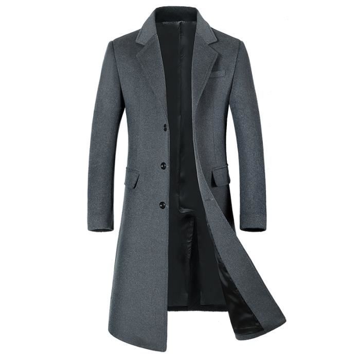 Manteau Caban En Laine Longue Urban Classics Homme Gris ...