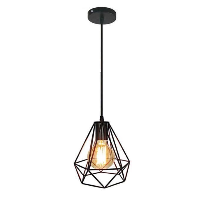 Vintage E27 Diy Lustre Noir Décoration Suspension Lampe Métal Cage Diamant Industrielle Eclairage Douille xoBrQWdCe
