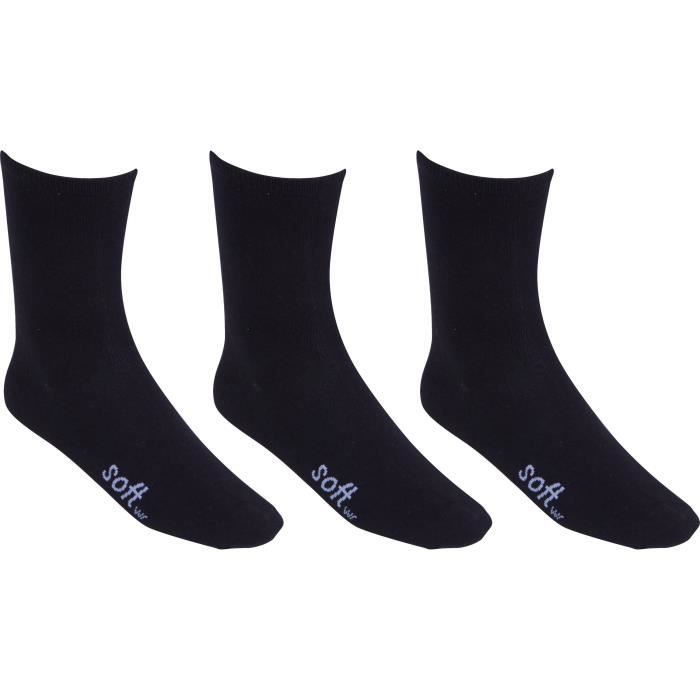 SOFTWR Lot de 3 Paires de Chaussettes Tennis Hautes Fines - Homme - Noir