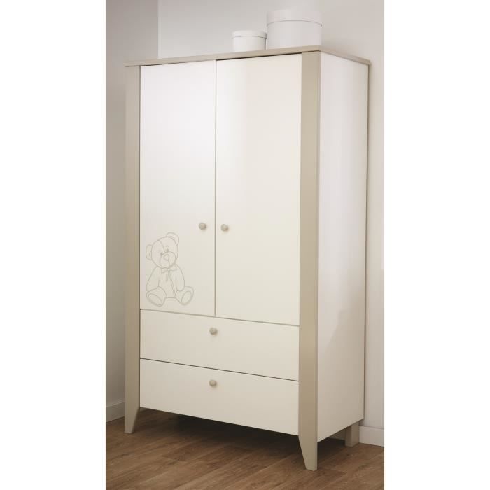 OURSON Armoire 2 Portes 2 Tiroirs