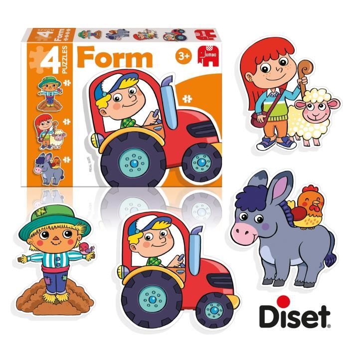 DISET 4 Puzzles Animaux Form Ferme