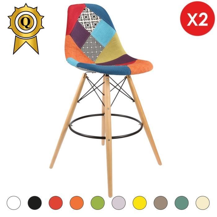 Dsw Scandinave Naturel Bois Chaise Patchwork X Eames Inspiration Haute Bar 2 Mobistyl® Couleur Tabouret nm0y8PNvwO