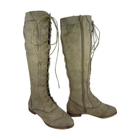 Bottes à lacets plates Hauteur de la tige  41 cm Fermeture éclair