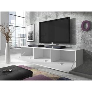 meuble tv suspendu blanc laque  achat  vente pas cher