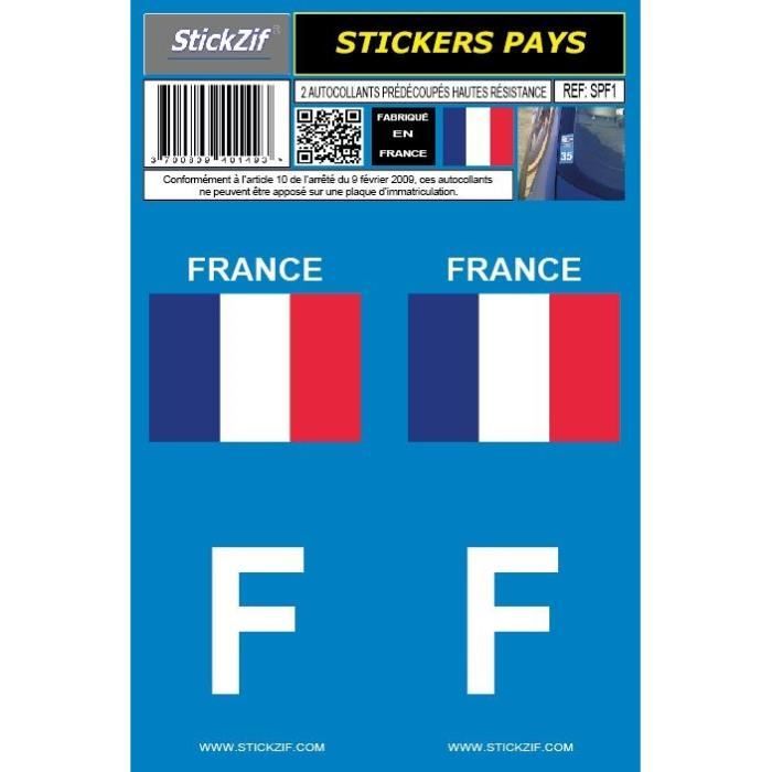 STICKZIF 2 Autocollants Pays Drapeau France SPF1