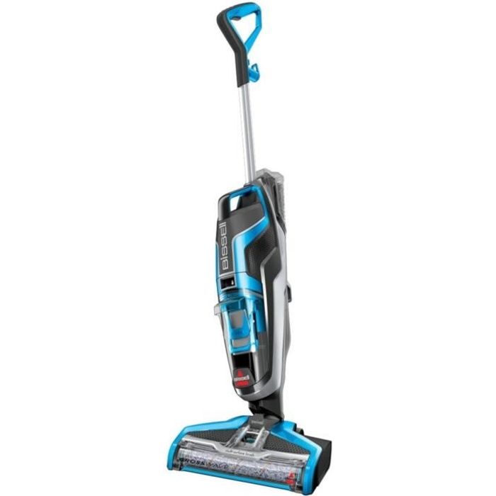 BISSELL 17132 CrossWave Aspirateur balai - Nettoyeur multisurface 3 en 1 - 560 W - Aspiration 32 airWatts - Bleu et titane