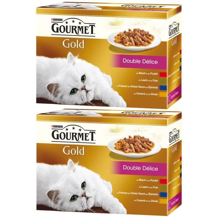 Un produit acheté = le second à -70% - GOURMET Gold Double Délice Multivariétés - Pour chat adulte - 12x85 g