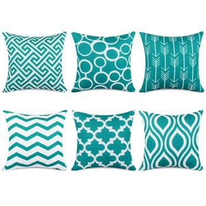 HOUSSE DE COUSSIN Topfinel 6 Pcs Housse de Coussin Toile Carré Décor