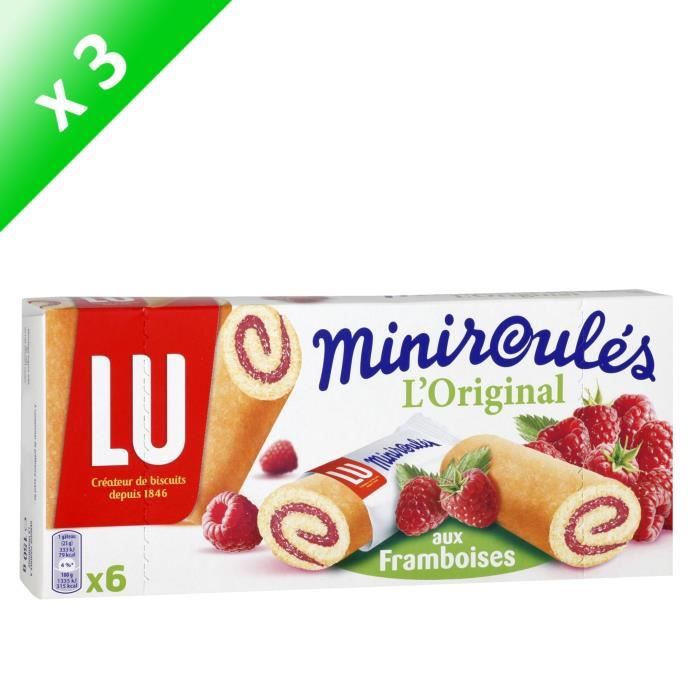 Lot de 3 LU Mini roulés aux framboises - 150 g