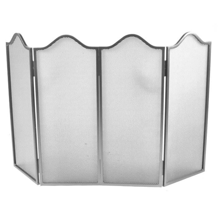 Pare feu de cheminée imposte 4 volets 60x100x0,3 cm gris