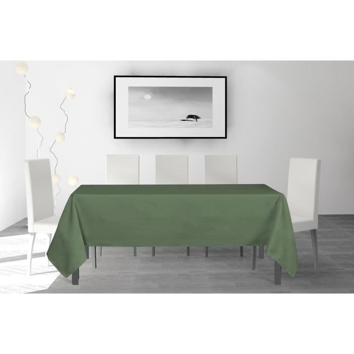 SOLEIL D'OCRE Nappe anti-tâches rectangle Alix - 140 x 300 cm - Vert