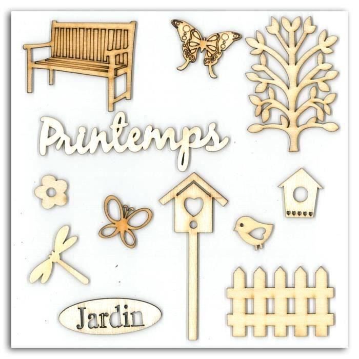 TOGA Pack de 12 Formes Bois Printemps