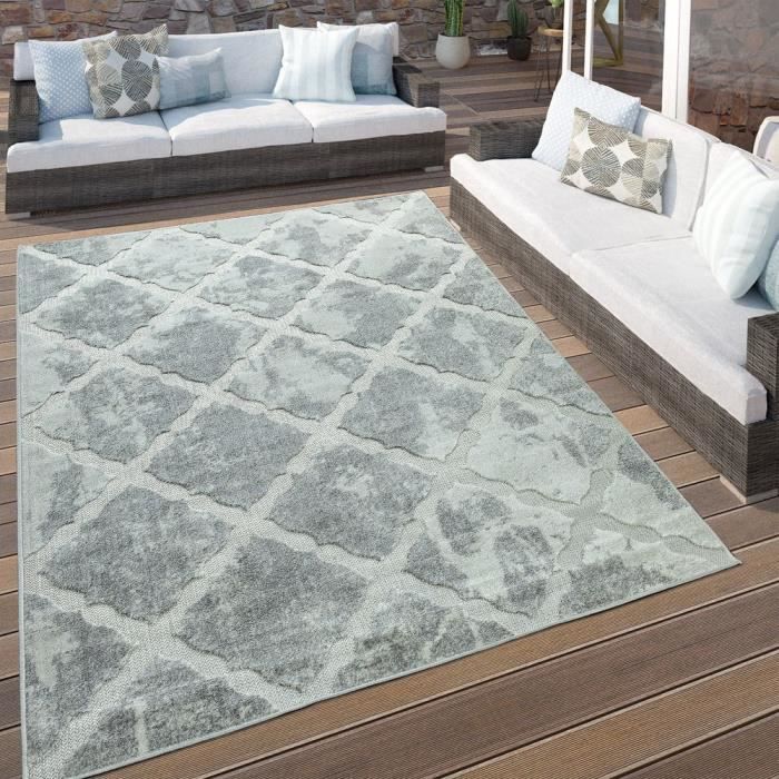 tapis intérieur et extérieur aspect marbré losanges gris - achat