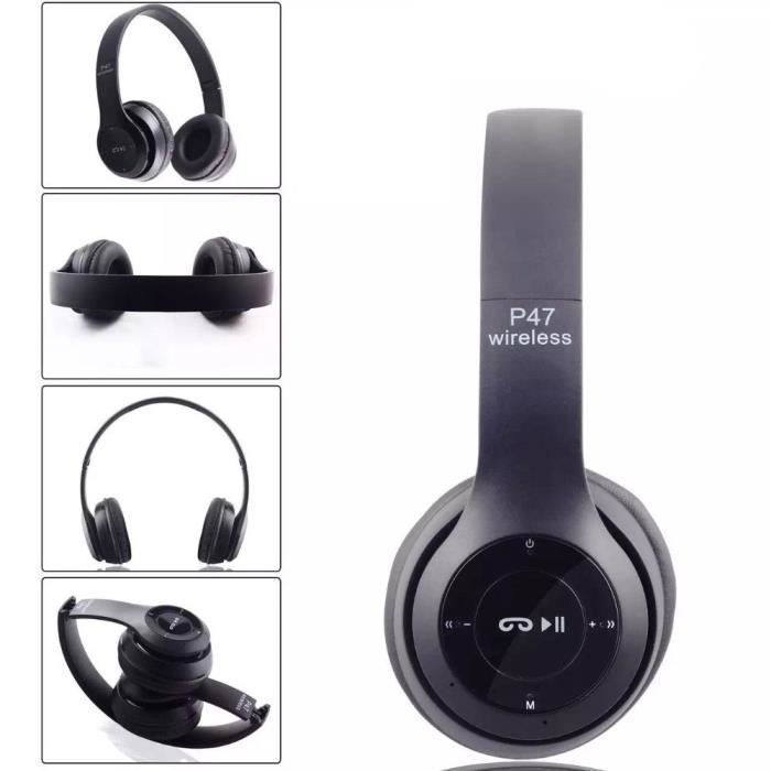 Noir P47 Bluetooth 41 Casque Sans Fil Bandeau écouteur Mains Libres