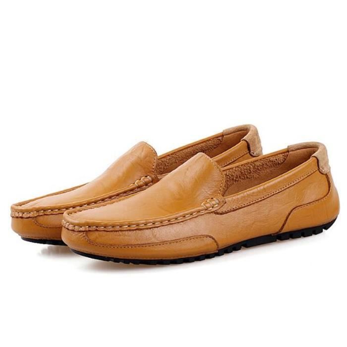 Moccasins Nouvelle Cuir Grande Ete bleu Taille 44 Confortable Mode Qualité Jaune Supérieure Moccasin noir 2018 Homme Loafer UPXrqU