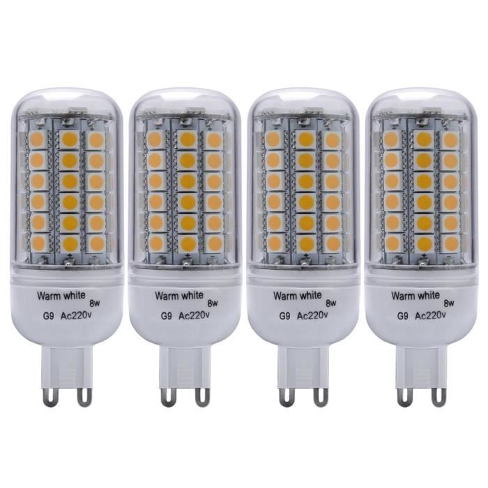 4×Auralum® Ampoules LED G9 8W Lampe LED Spots Blanc Chaud 500LM