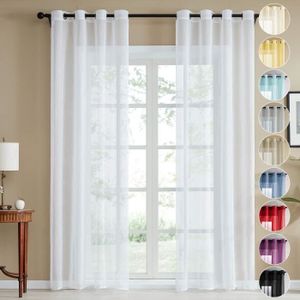 RIDEAU Topfinel Lot de 2 Rideaux Voilage Blanc en Effet L