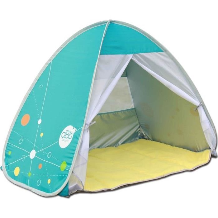 DBB REMOND Grande tente Pop Up - Anti-UV - Jaune et bleu turquoise