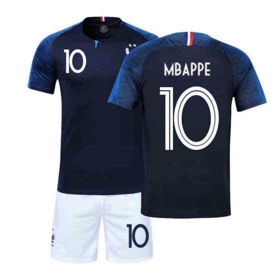 Ensemble Maillot Equipe de france Football 2 étoile Mbappe 2018 Blanc