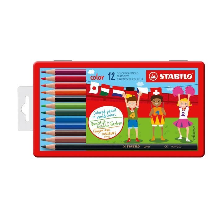 STABILO Boîte métal de 12 crayons de couleur Color