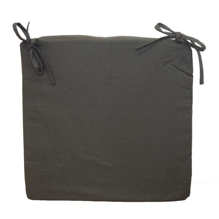 Galette de chaise carrée 40x40x4 cm GRIS FONCE