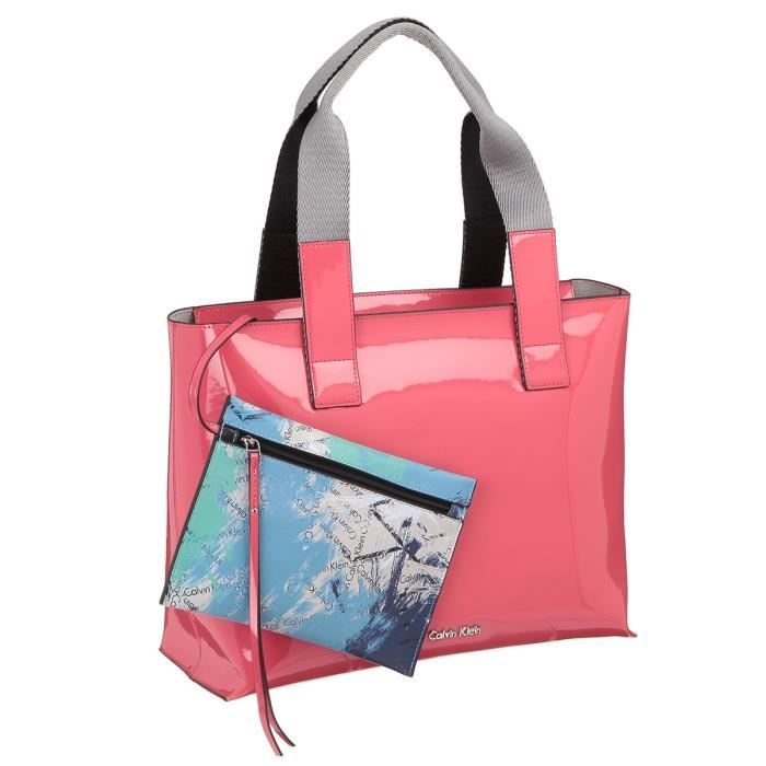 CALVIN KLEIN Sacs de courses en cuir verni K60K601562 - FLOW EW TOTE ROUGE Femme