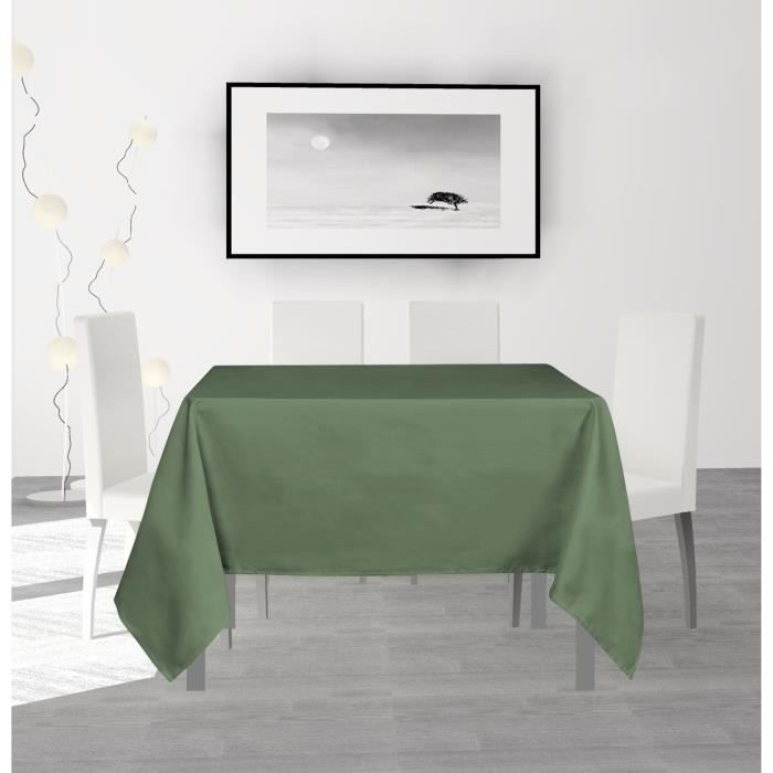 SOLEIL D'OCRE Nappe anti-tâches carrée Alix - 140 x 140 cm - Vert