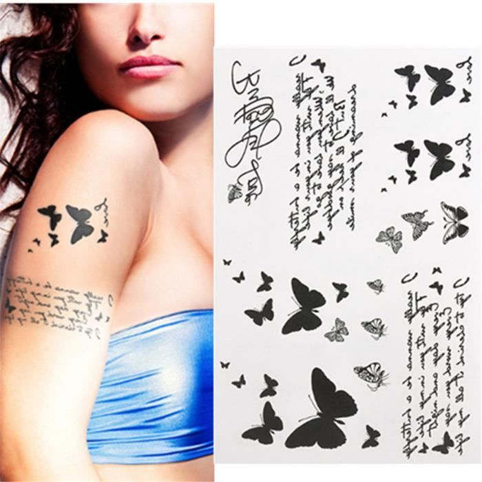 tatouage papillon avec lettre