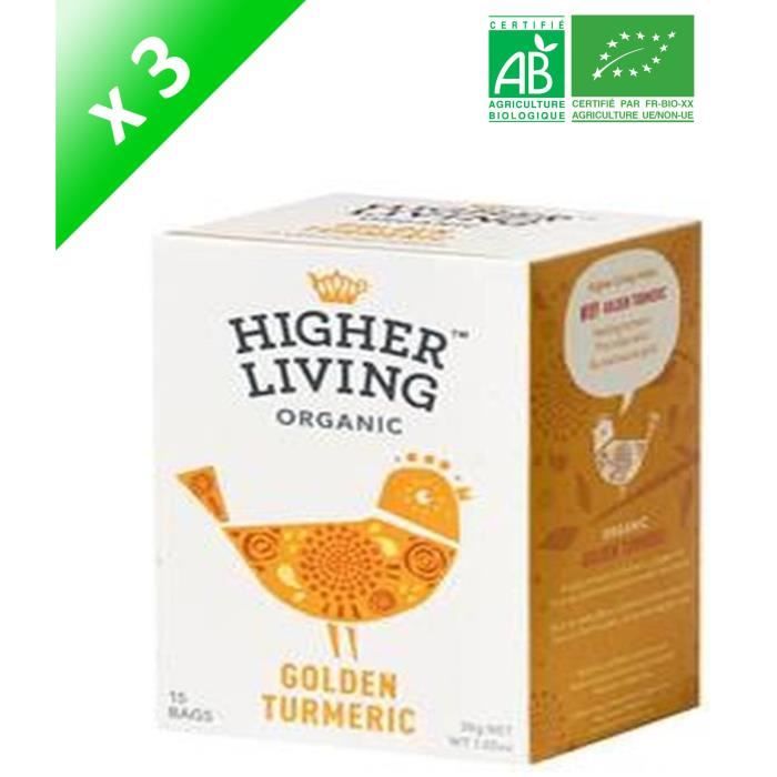 HIGHER LIVING Infusion Curcuma Or Bio - 30 g x3