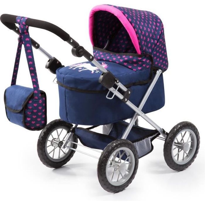 BAYER Trendy Landau pour poupée licorne bleu réglable avec un sac à bandoulière