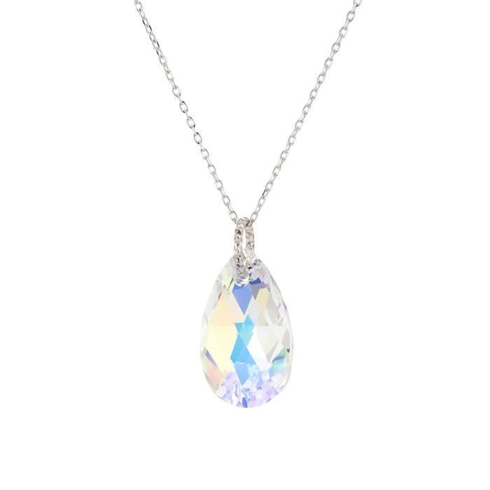 LES BIJOUX D'EMMA CRISTAL - Collier en Argent et Cristal De Swarovski Coloris Aurore Boreale