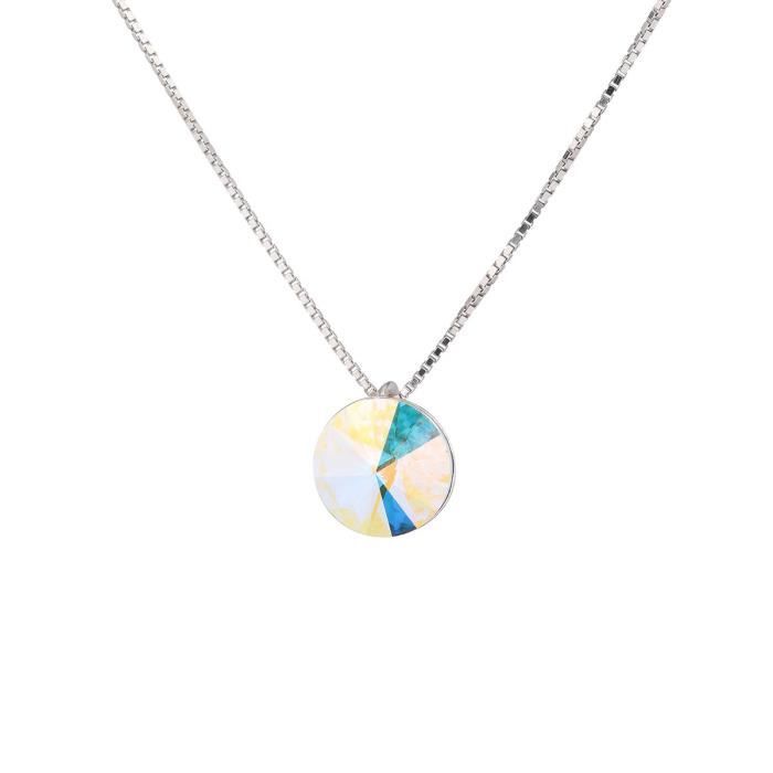 LES BIJOUX D'EMMA CRISTAL - Collier en Argent et Cristal De Swarovski Coloris Aurore Boreale