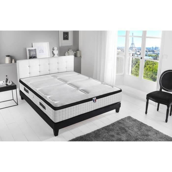 CONFORT DESIGN Ensemble HOTEL PALACE Matelas 140x190 + Sommier - 100% Français - Mémoire de forme - 7 zones - Très ferme