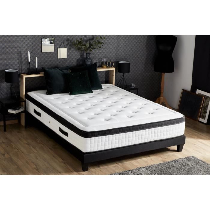 CONFORT DESIGN Matelas 140 x 190 - Ressorts, mousse mémoire et latex - 30 cm - 7 zones - Ferme - HOTEL QUATUOR