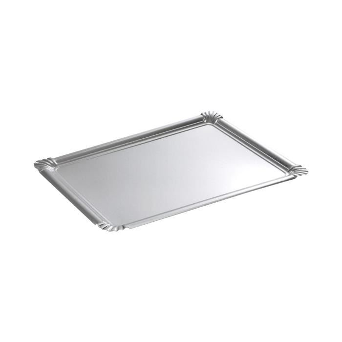 Lot de 5 plateaux rectangulaires jetables en carton 23x33 cm argent