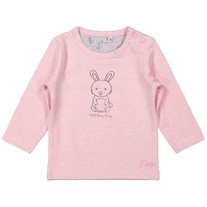 DIRKJE T-shirt Manches Longues Rose et argenté Bébé Fille