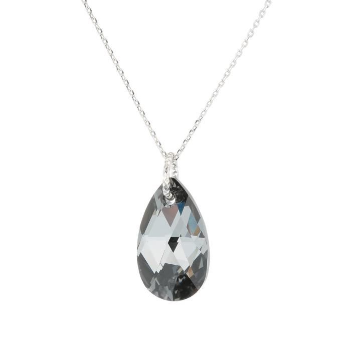 LES BIJOUX D'EMMA CRISTAL - Collier en Argent et Cristal De Swarovski Coloris Silver Night
